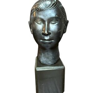 Bronze Head Bust 7" Made in V.N. Vietnam Asian Art Sculpture VTG MSM